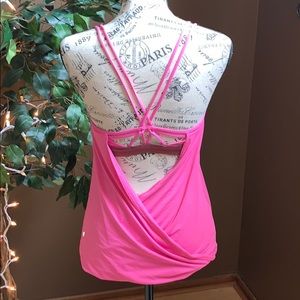 Lululemon bright pink tank with cut out back